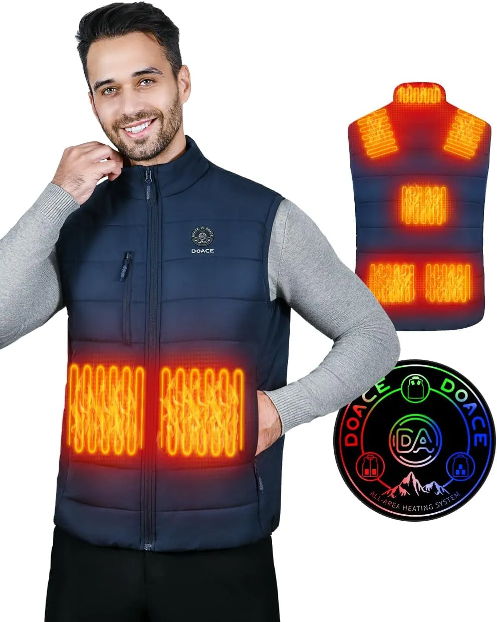 DOACE Heated Vest for Women and Men, Smart Electric Heating Vest Rechargeable, Battery Not Included