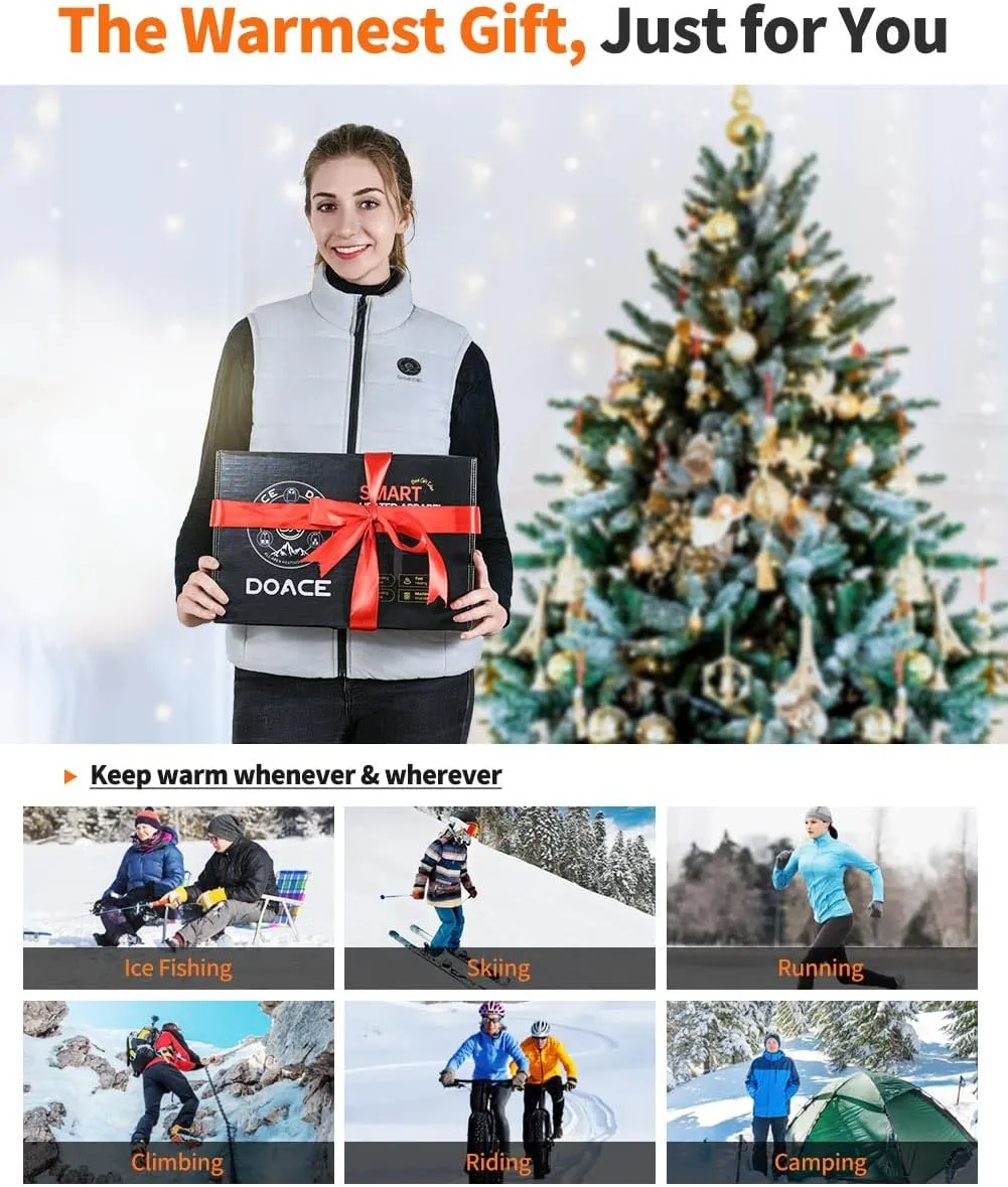 DOACE Heated Vest for Women and Men, Smart Electric Heating Vest Rechargeable, Battery Not Included