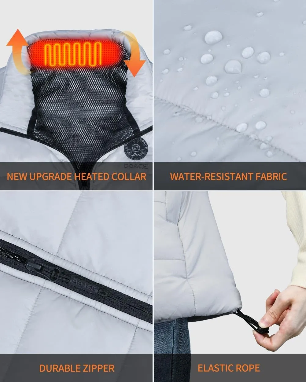 DOACE Heated Vest for Women and Men, Smart Electric Heating Vest Rechargeable, Battery Not Included