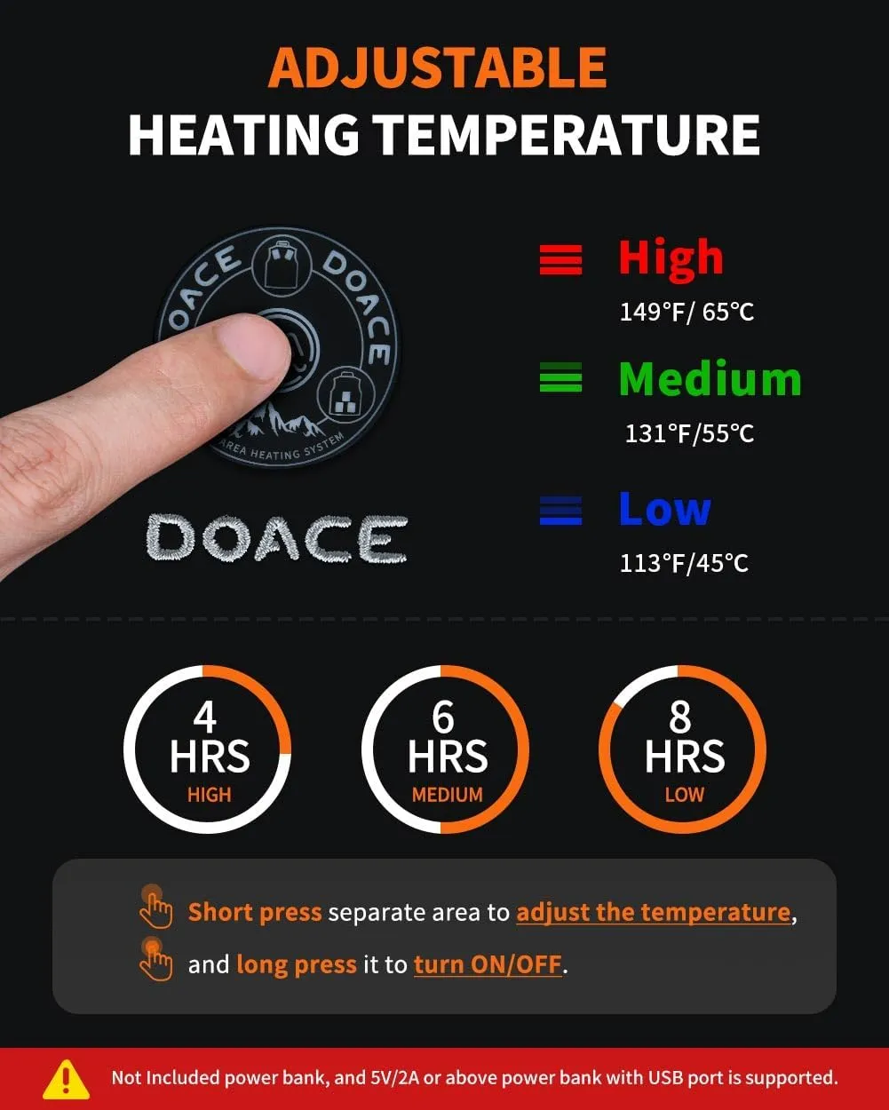DOACE Heated Vest for Women and Men, Smart Electric Heating Vest Rechargeable, Battery Not Included