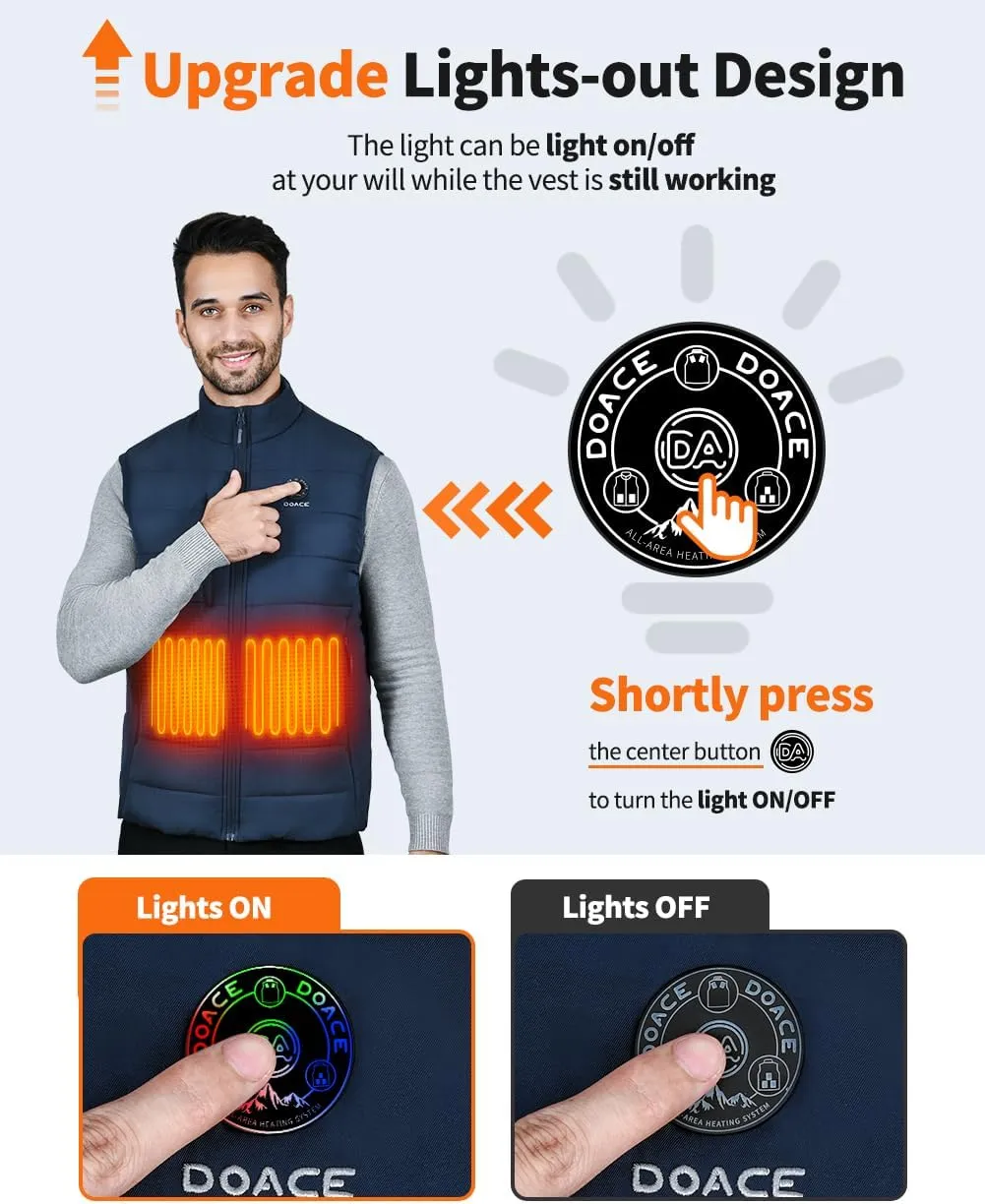 DOACE Heated Vest for Women and Men, Smart Electric Heating Vest Rechargeable, Battery Not Included