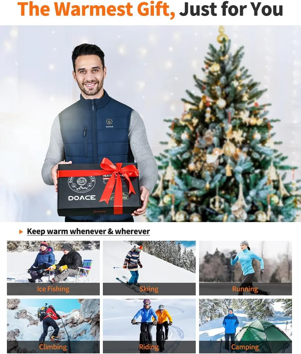 DOACE Heated Vest for Women and Men, Smart Electric Heating Vest Rechargeable, Battery Not Included