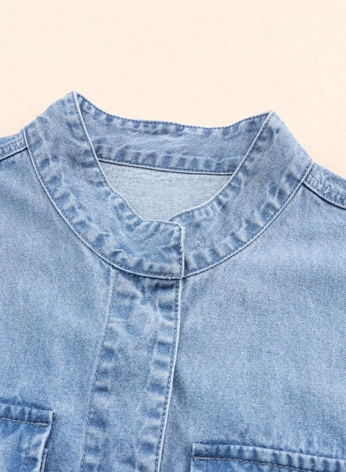 Dokotoo Jean Jacket for Women Cropped Jacket 2024 Fashion Casual Denim Jacket Long Sleeve Button Down Coat with Pockets
