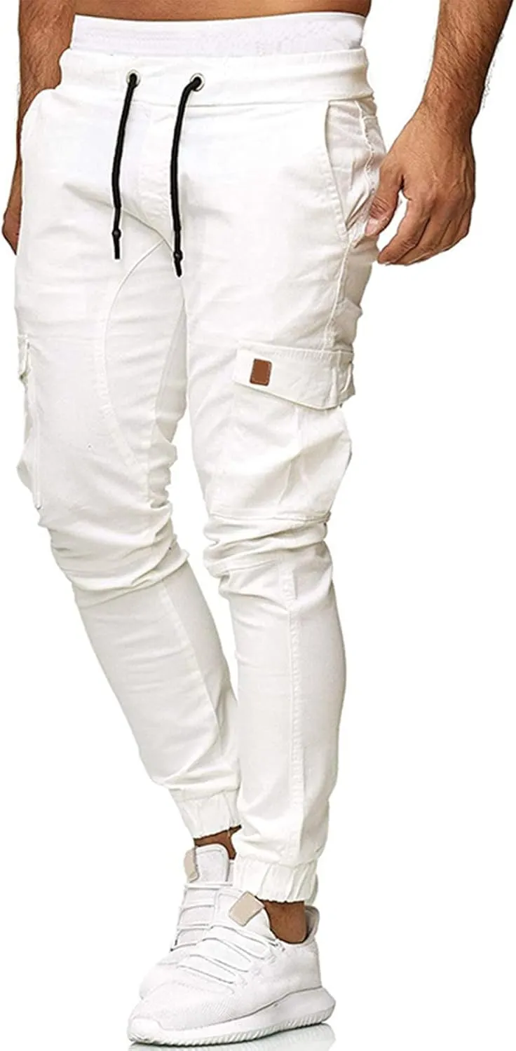 Drawstring Pant Fashion Men's Sport Pure Color Bandage Casual Loose Sweatpants