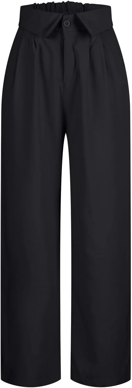 Dressy Pants for Women High Waist Baggy Suit Pants Casual Drop Straight Wide Leg Pants Plus Size Dress Slacks Trouser