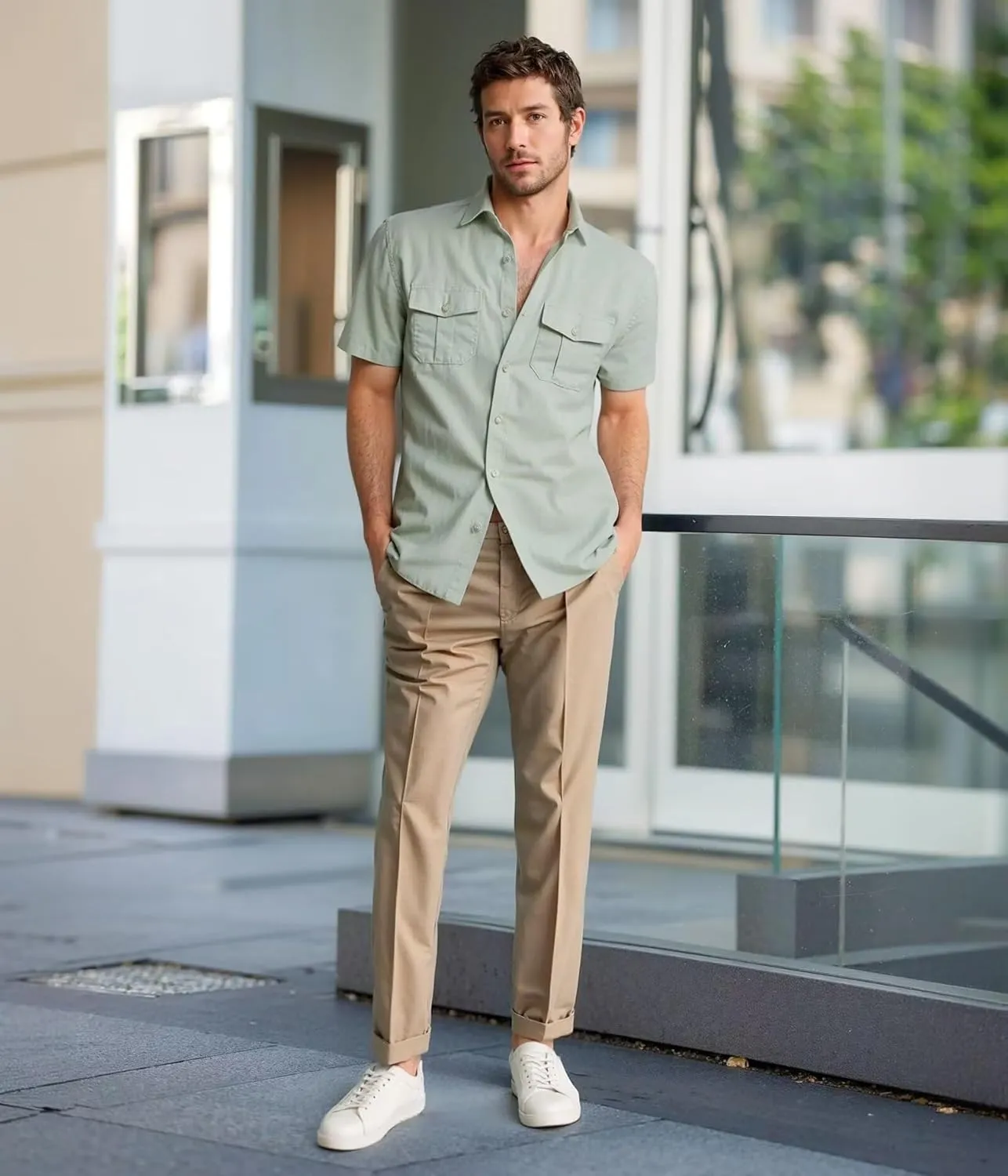 ETHANOL Mens Super Soft Slim Fit Shirt Wrinkle Free Performance Tech 4-Way Stretch Ripstop Fabric Casual Short Sleeve Shirts