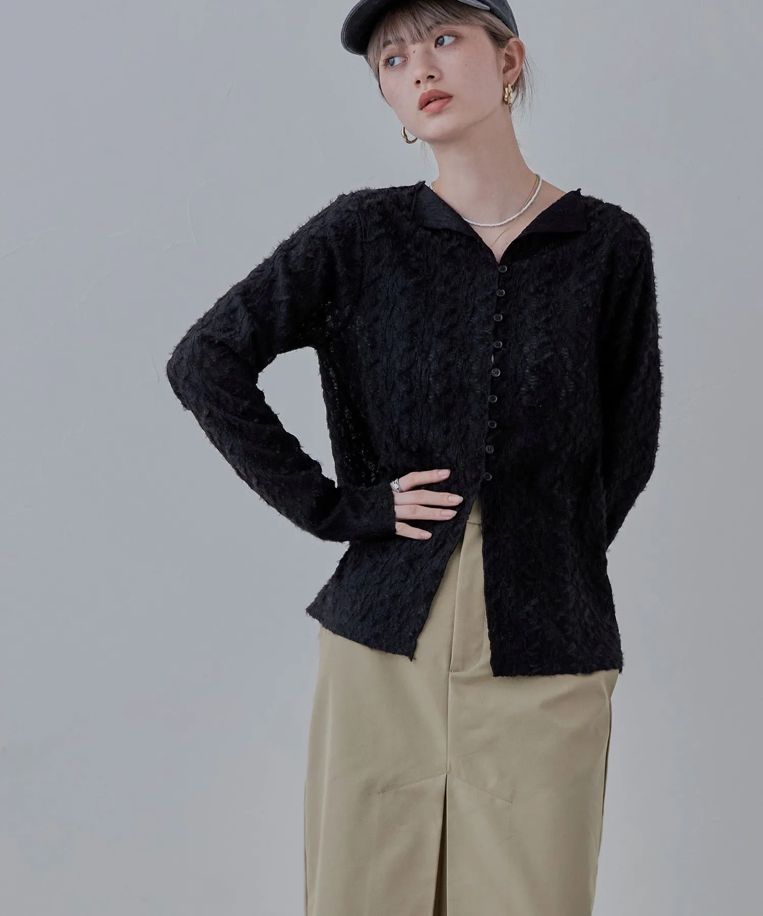Feather touch sheer cardigan