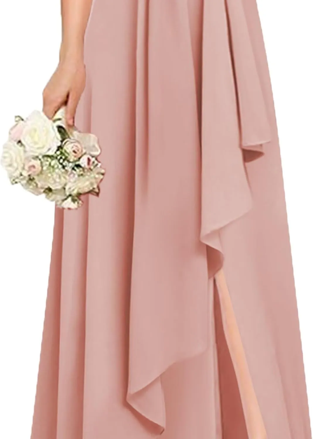 Flutter Sleeve Junior Bridesmaid Dresses for Wedding A Line Summer Chiffon Flower Girl Dress Long with Pockets