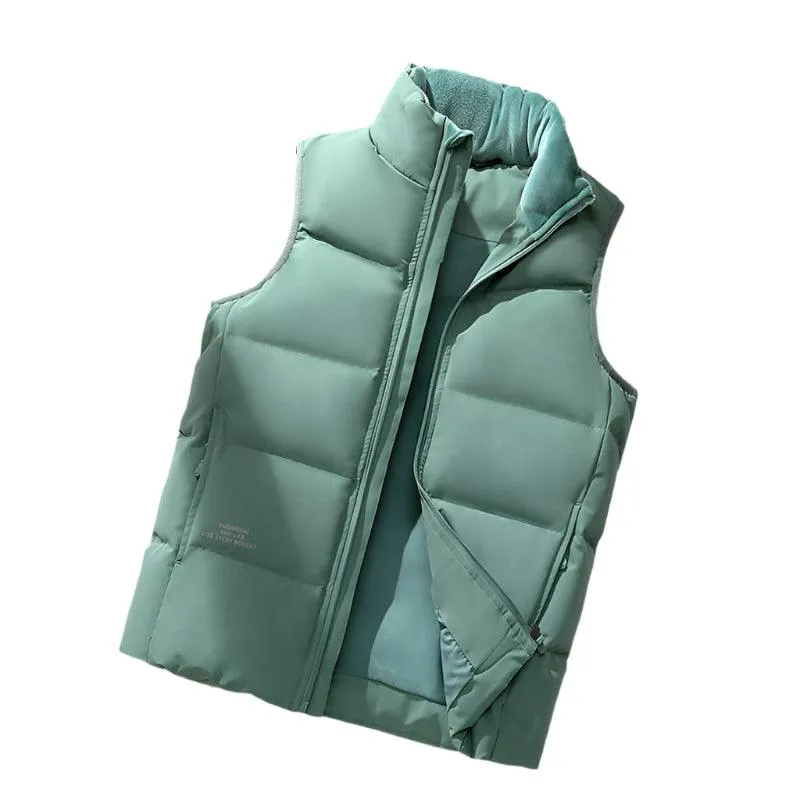 Functional Sleeveless Design Warm Down Vest Jacket with Vertical Collar