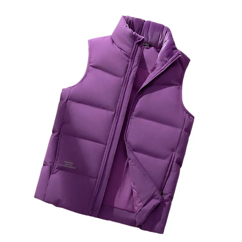 Functional Sleeveless Design Warm Down Vest Jacket with Vertical Collar