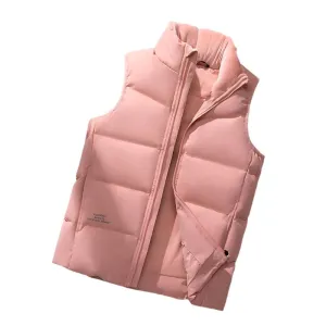 Functional Sleeveless Design Warm Down Vest Jacket with Vertical Collar