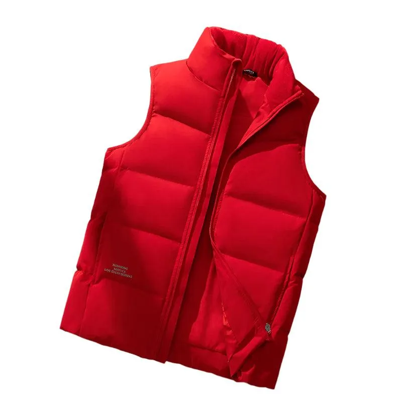 Functional Sleeveless Design Warm Down Vest Jacket with Vertical Collar