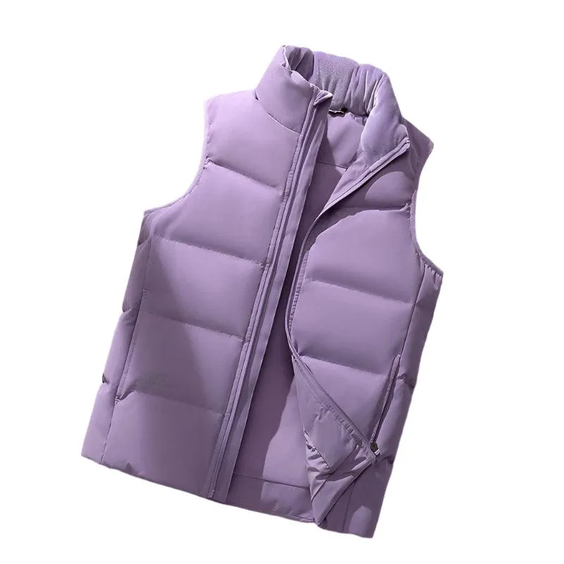 Functional Sleeveless Design Warm Down Vest Jacket with Vertical Collar
