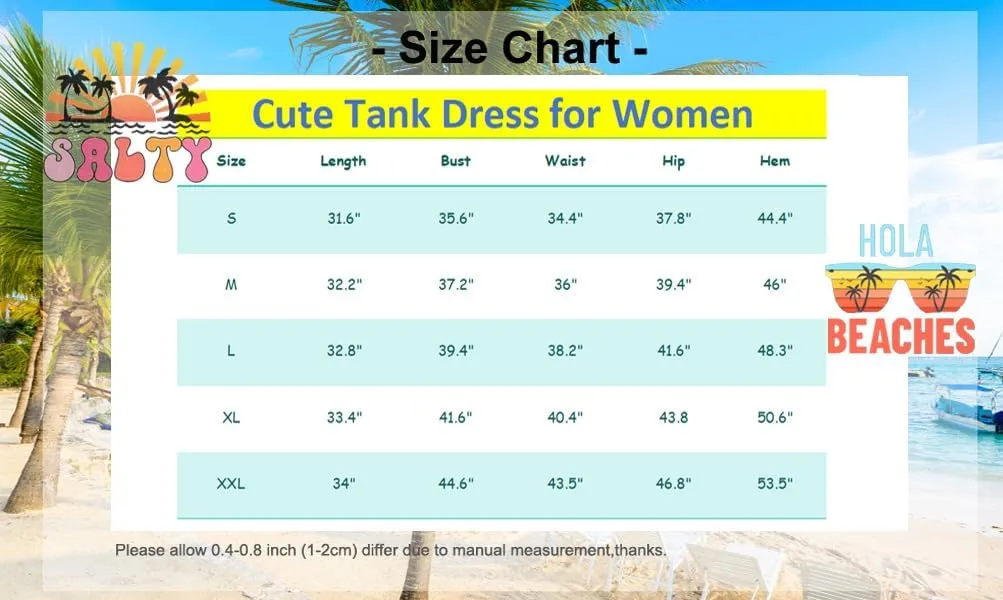 Funny Cute Sleeveless Letter Print Graphic Tank Dress for Women Summer Casual Beach Cover Up Hawaiian Vacation Outfits