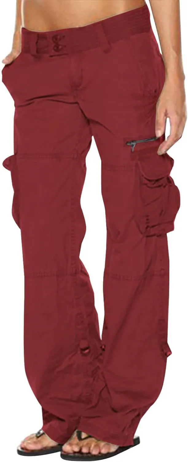 Gcvizuso Womens Cargo Joggers Pants Quick Dry Workout Pants Casual Hiking Trousers Elastic Waist Zipper Pocket Leggings