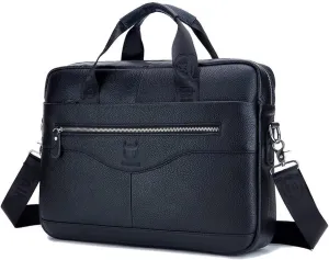 Genuine leather Laptop Briefcase for Men, Multi-Compartment Messenger Bag, Adjustable Strap, for Business Travel Satchel Bag