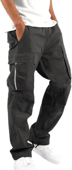 GIERIDUC Men's Lightweight Cargo Pants Sweatpants Athletic Running Fashion Trousers Drawstring Loose Fit Joggers with Pockets