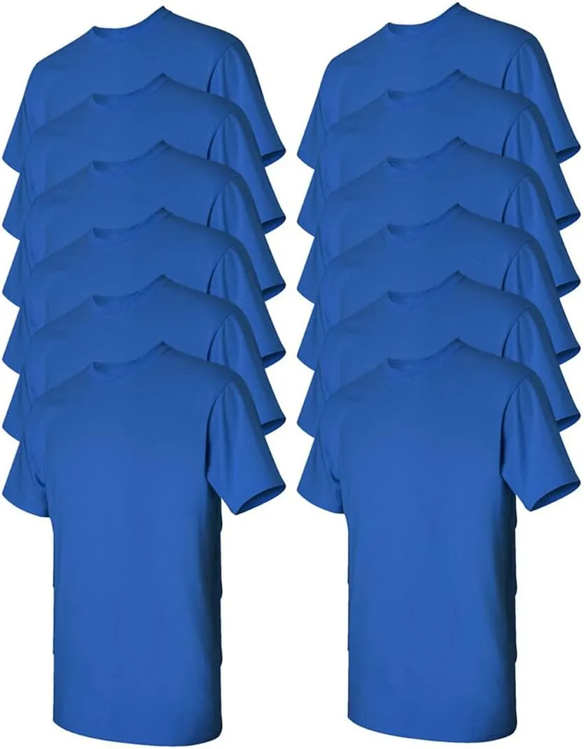 Gildan Men's 10 Pack Blue Solid Modern Regular Fit Long Sleeve T-Shirt Tunic 10 Count 0 Pockets Medium-Large 33 Inch Sleeve