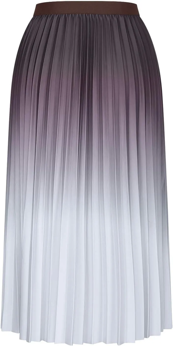 Gradient Color Skirt for Women Trendy Elegant High Waist Pleated Skirts Casual Slim Fit Basic Go Out Midi Skirt 2025