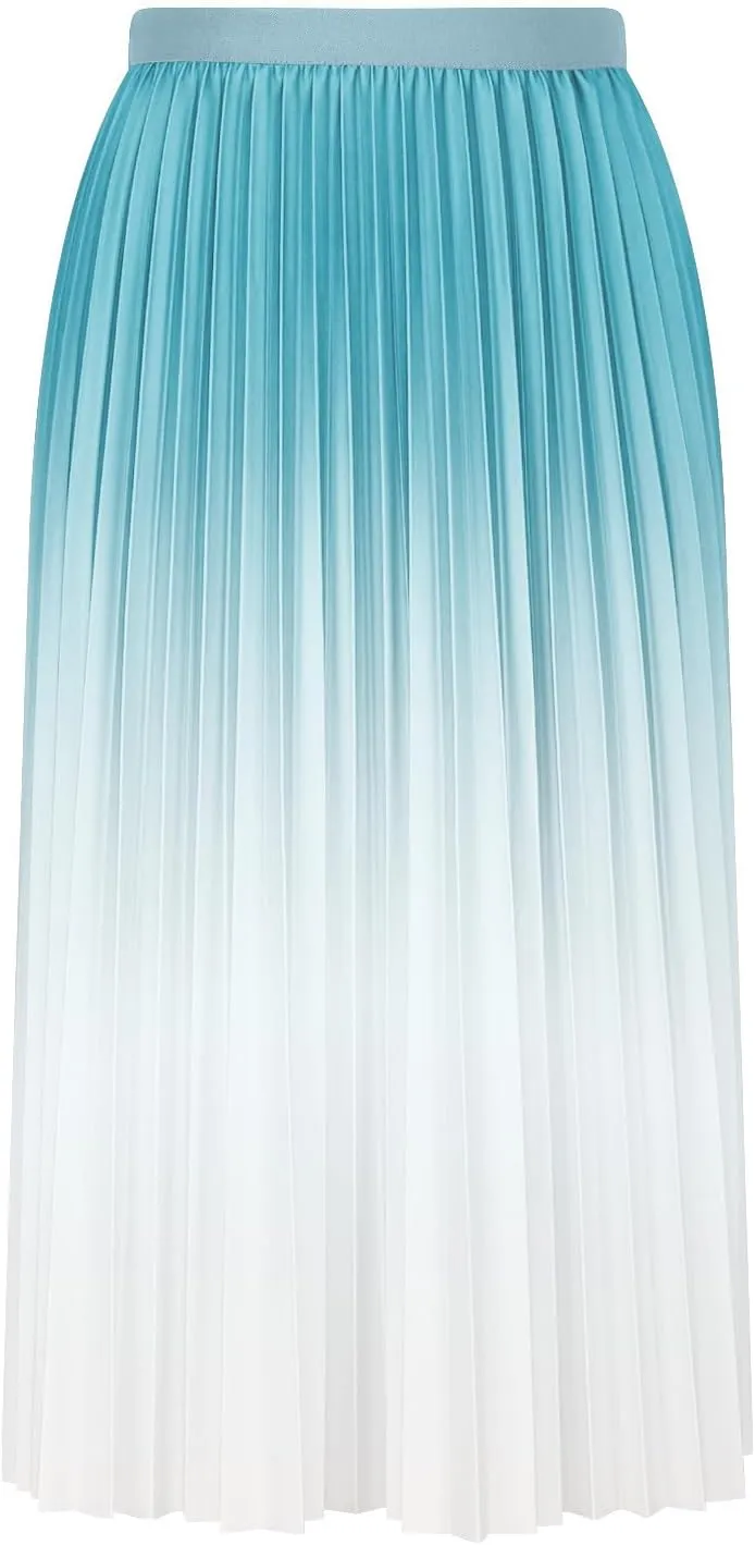 Gradient Color Skirt for Women Trendy Elegant High Waist Pleated Skirts Casual Slim Fit Basic Go Out Midi Skirt 2025