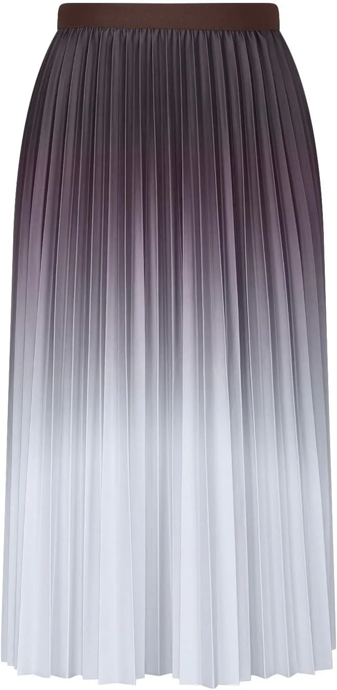 Gradient Color Skirt for Women Trendy Elegant High Waist Pleated Skirts Casual Slim Fit Basic Go Out Midi Skirt 2025