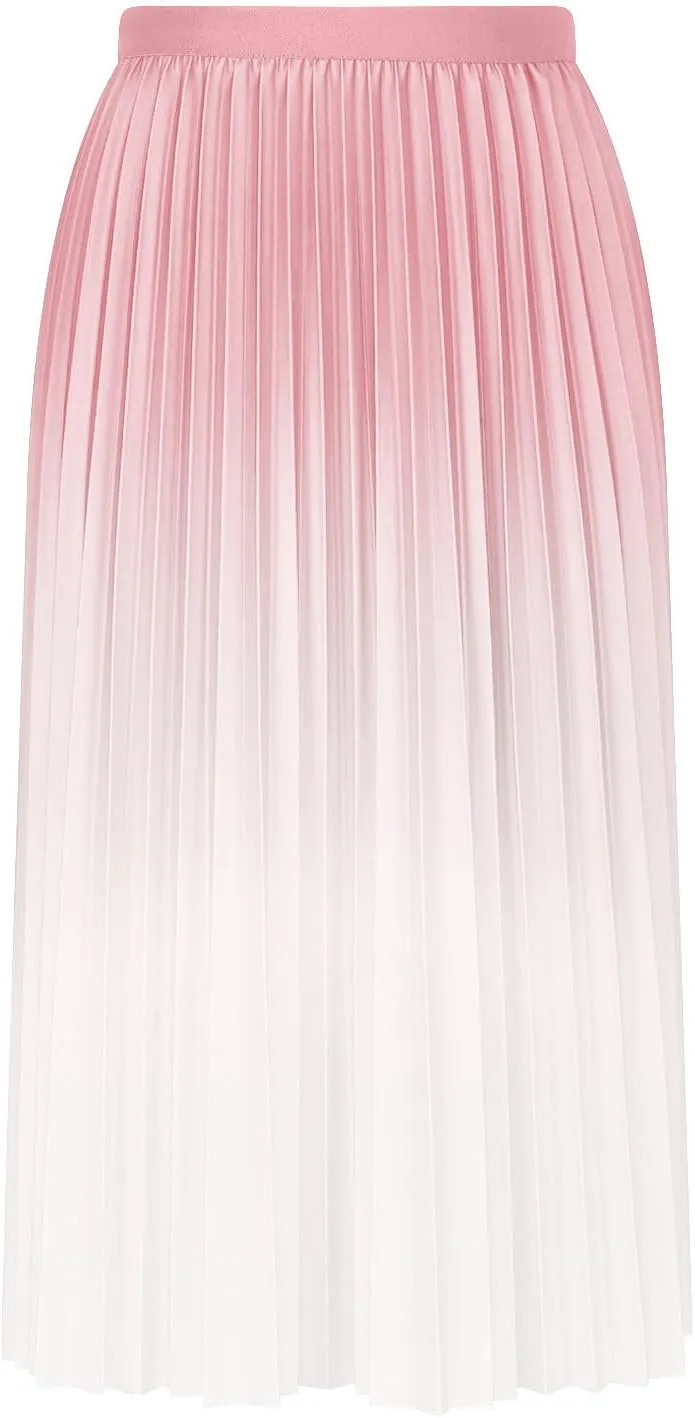 Gradient Color Skirt for Women Trendy Elegant High Waist Pleated Skirts Casual Slim Fit Basic Go Out Midi Skirt 2025