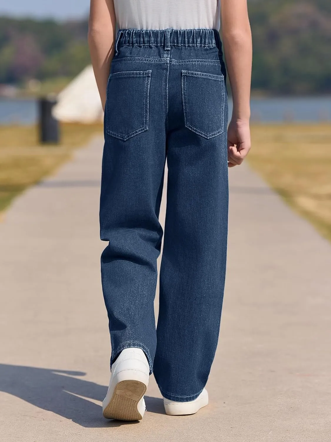 Haloumoning Boys Baggy Jeans Kids Casual Straight Leg Loose Fit Denim Pants with Pockets 5-14 Years