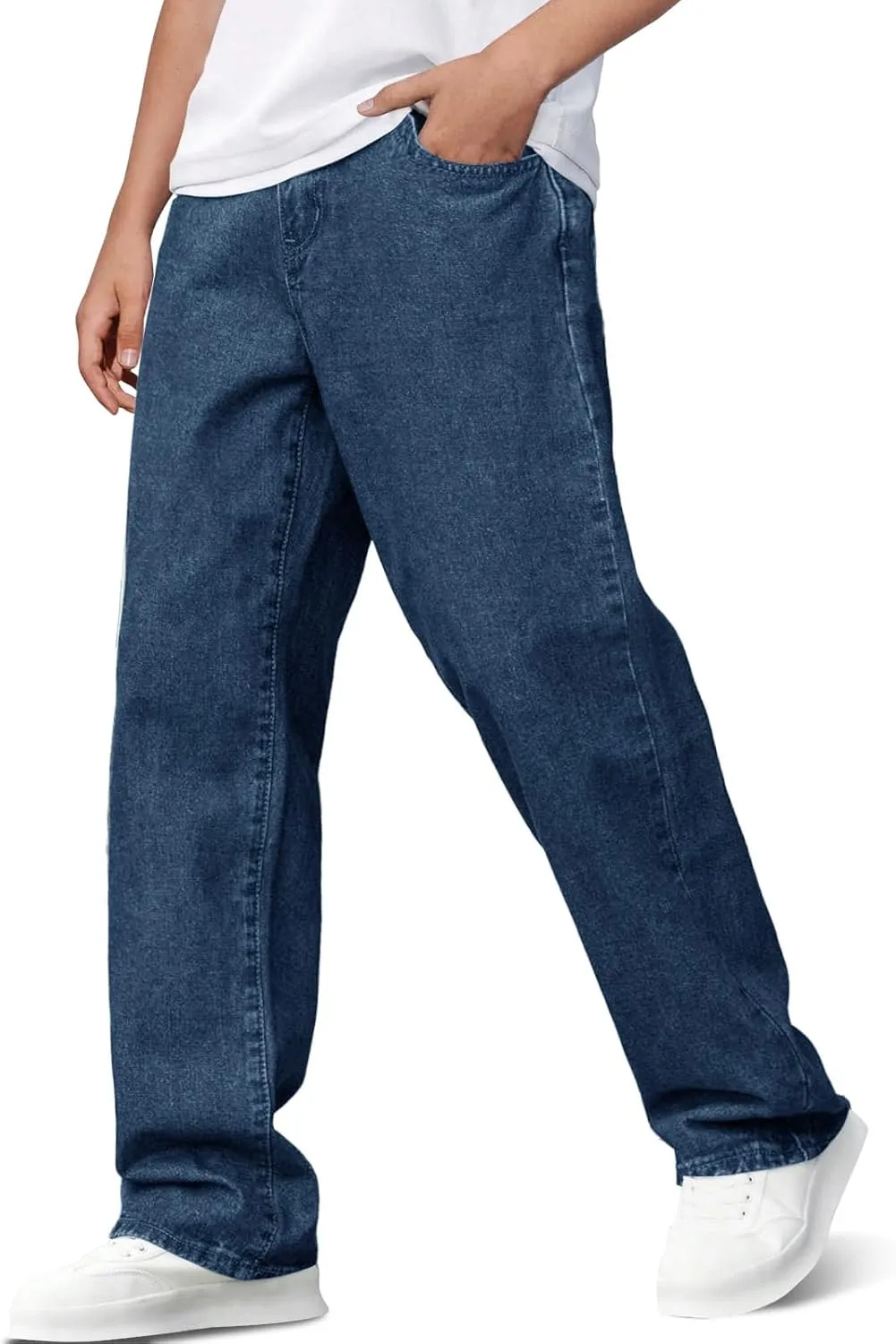 Haloumoning Boys Baggy Jeans Kids Casual Straight Leg Loose Fit Denim Pants with Pockets 5-14 Years