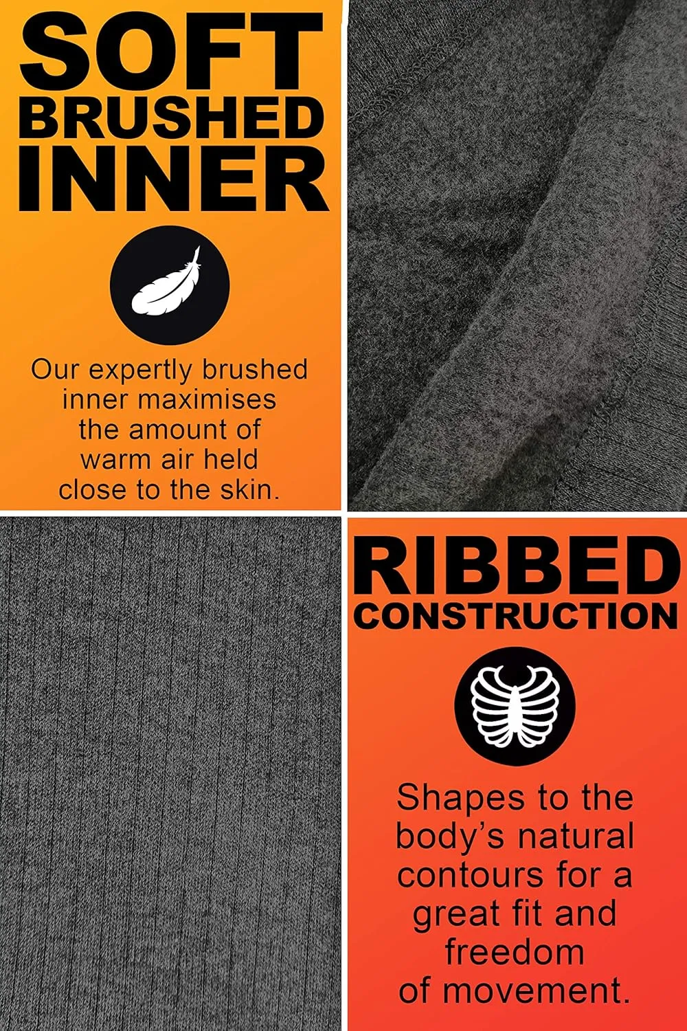 HEAT HOLDERS - Mens Winter Warm Thermal Underwear Long Sleeve Vest Top Shirt