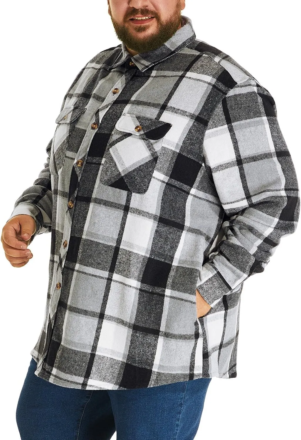 HOdo Big and Tall Mens Heavyweight Flannel Shirt 2XL- 6XL Button Down Shirt