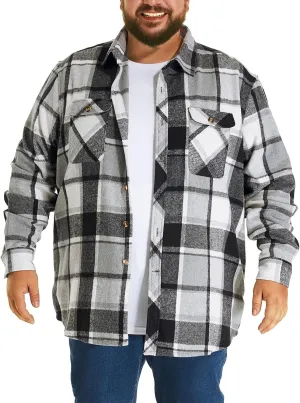HOdo Big and Tall Mens Heavyweight Flannel Shirt 2XL- 6XL Button Down Shirt