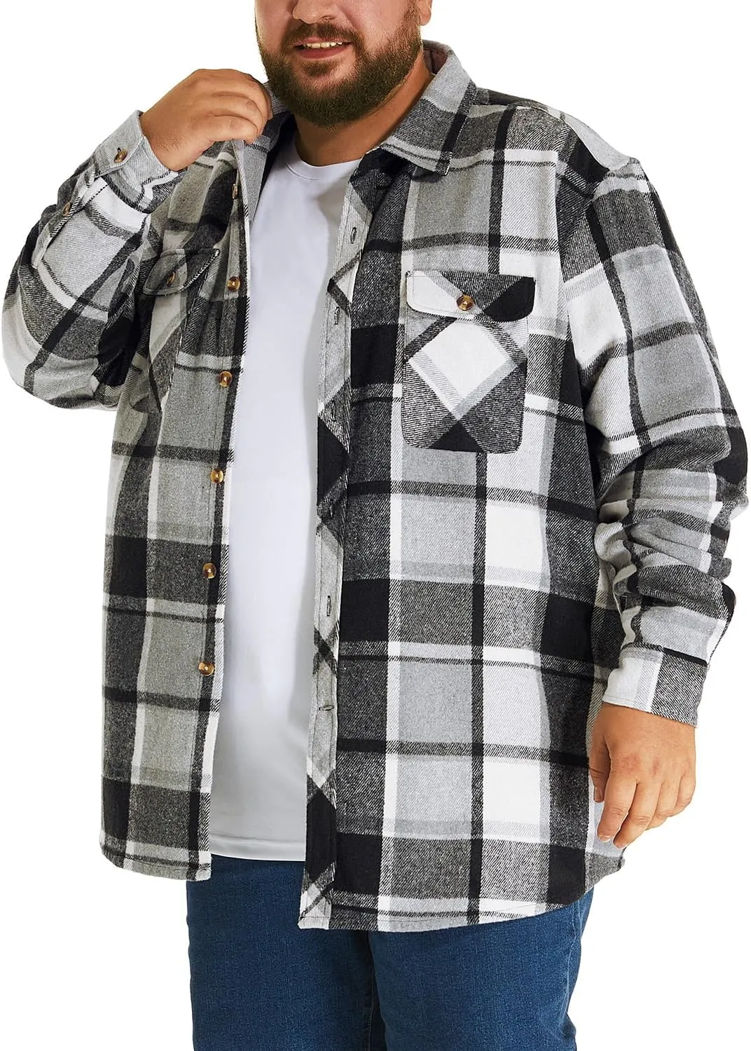 HOdo Big and Tall Mens Heavyweight Flannel Shirt 2XL- 6XL Button Down Shirt