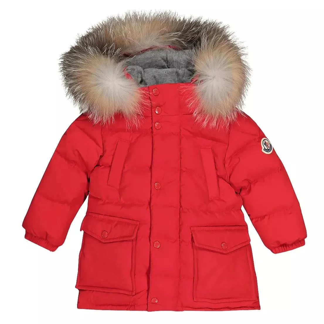 Infants Moncler Red Fur Down Parka