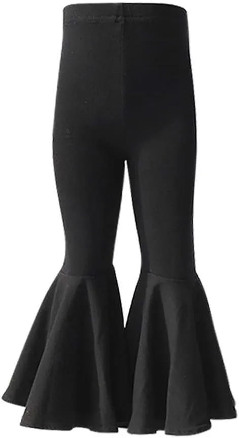 IWEMEK Toddler Baby Girls Ruffle Leggings Bell Bottom Flare Pants Cotton Long High Waist Solid Stretch Yoga Trousers Outfits
