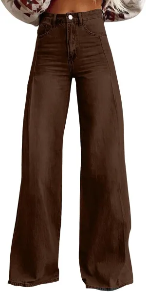 Jeans Women Cargo, Flare Jeans Petite Baggy High Waisted 2025 Trendy Wide Leg Summer Trousers Stretchy