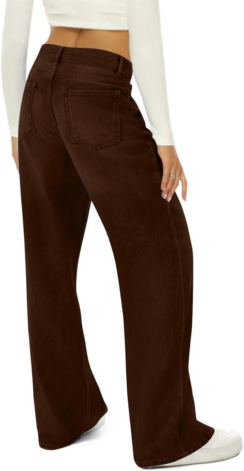 Jeans Women Cargo, Flare Jeans Petite Baggy High Waisted 2025 Trendy Wide Leg Summer Trousers Stretchy