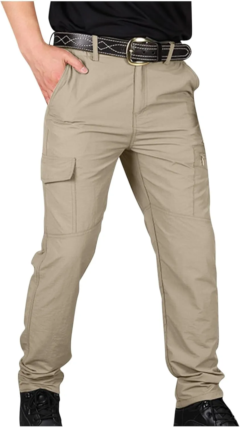 jsaierl Mens Hiking Pants Slim Fit Waterproof Quick Dry Fishing Pants Outdoor Lightweight Travel Climbing Stretch Cargo Pants