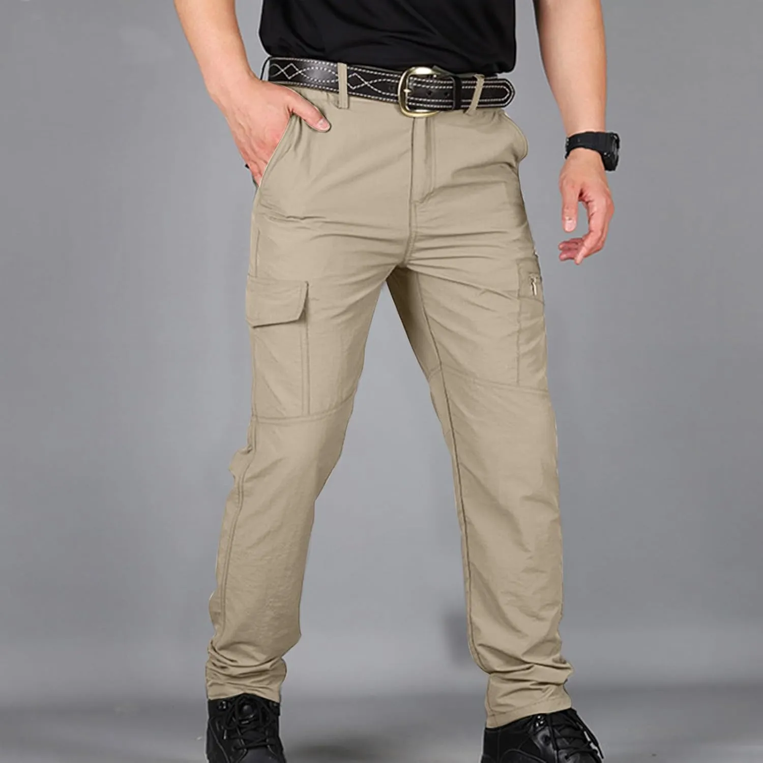 jsaierl Mens Hiking Pants Slim Fit Waterproof Quick Dry Fishing Pants Outdoor Lightweight Travel Climbing Stretch Cargo Pants