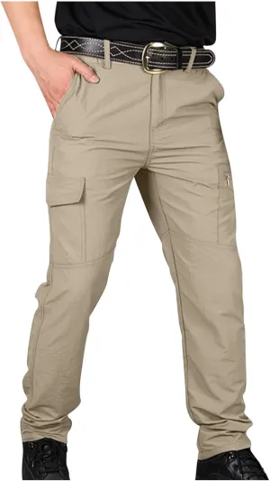 jsaierl Mens Hiking Pants Slim Fit Waterproof Quick Dry Fishing Pants Outdoor Lightweight Travel Climbing Stretch Cargo Pants
