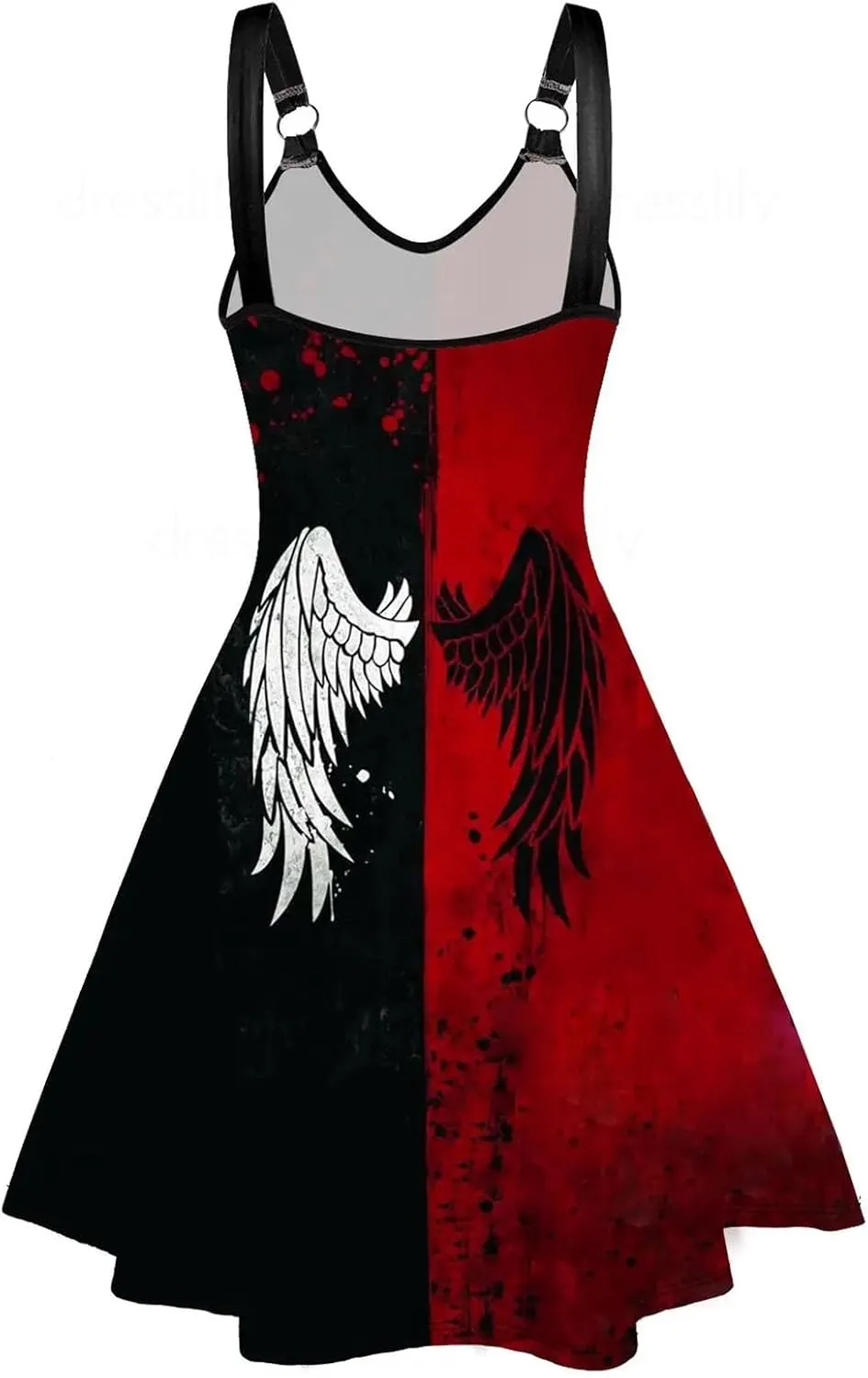 KILLREAL Women's Halloween Vintage Gothic Punk Plus Size Cami Printed Midi Dress