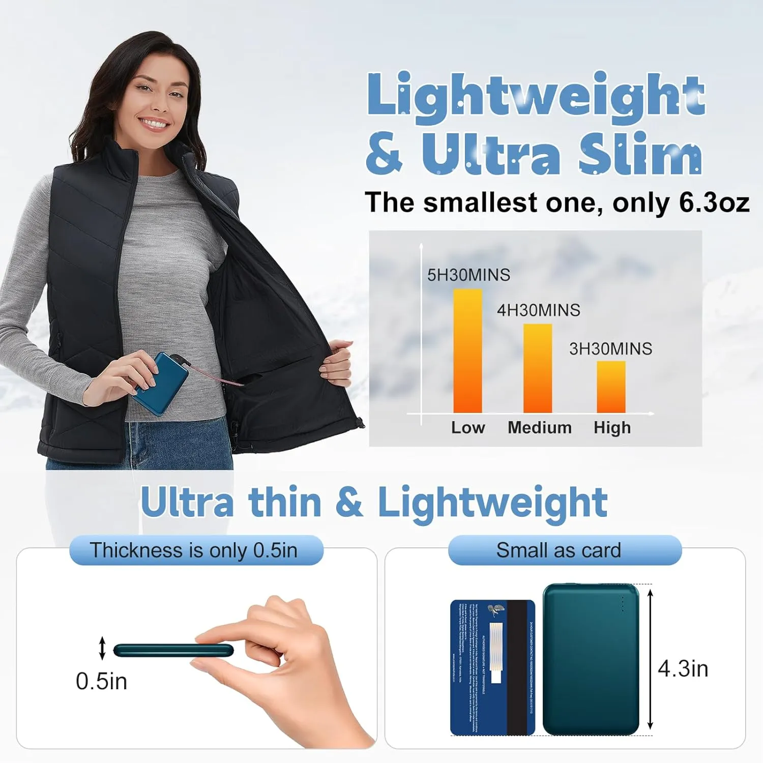 KOVNLO Heated Vest Women with Battery Pack Included,Smart Electric Lightweight Heated Jacket