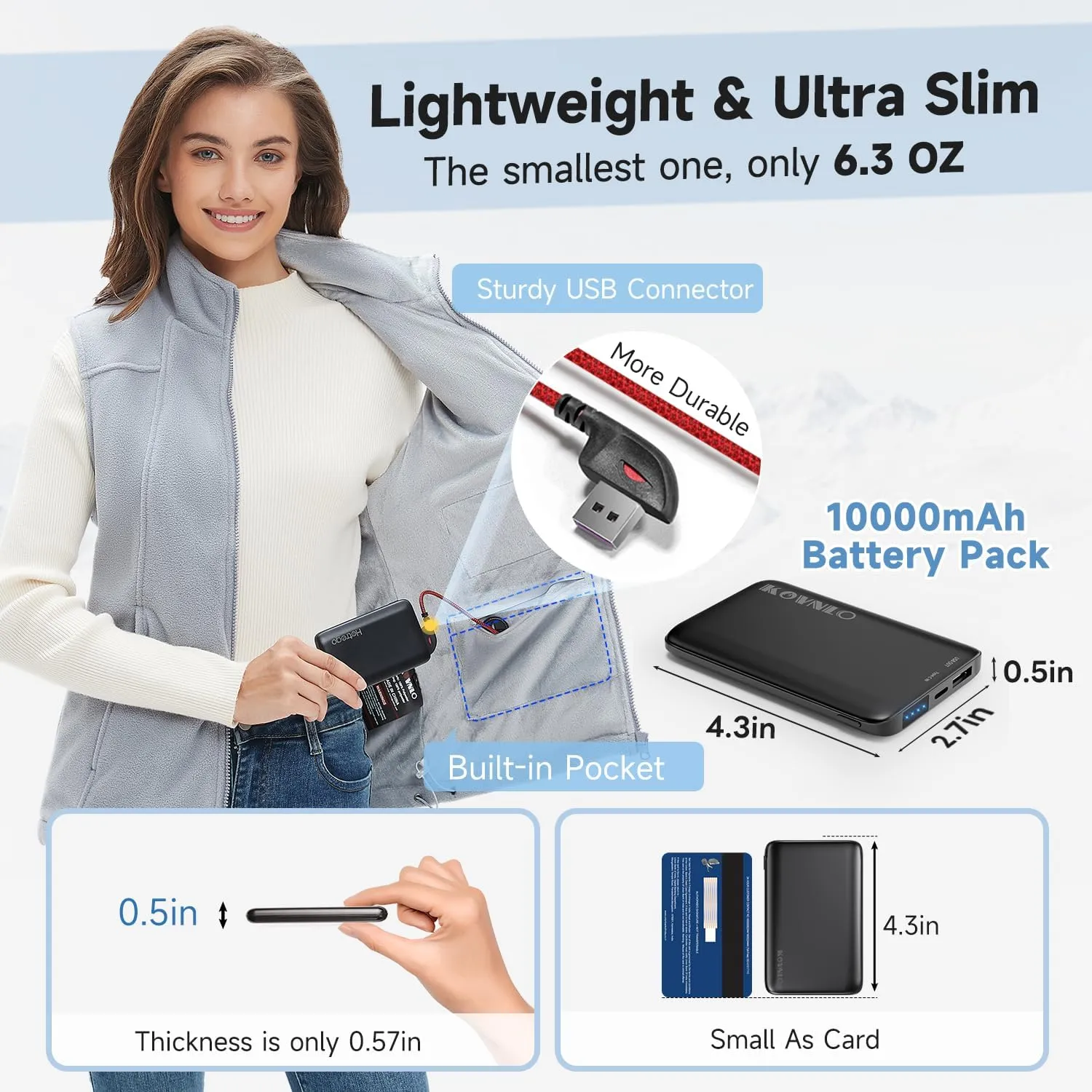 KOVNLO Heated Vest Women with Battery Pack Included,Smart Electric Lightweight Heated Jacket