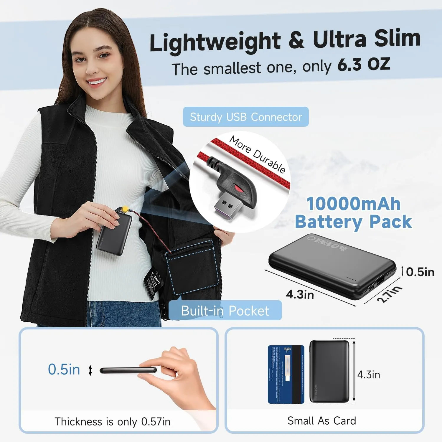 KOVNLO Heated Vest Women with Battery Pack Included,Smart Electric Lightweight Heated Jacket