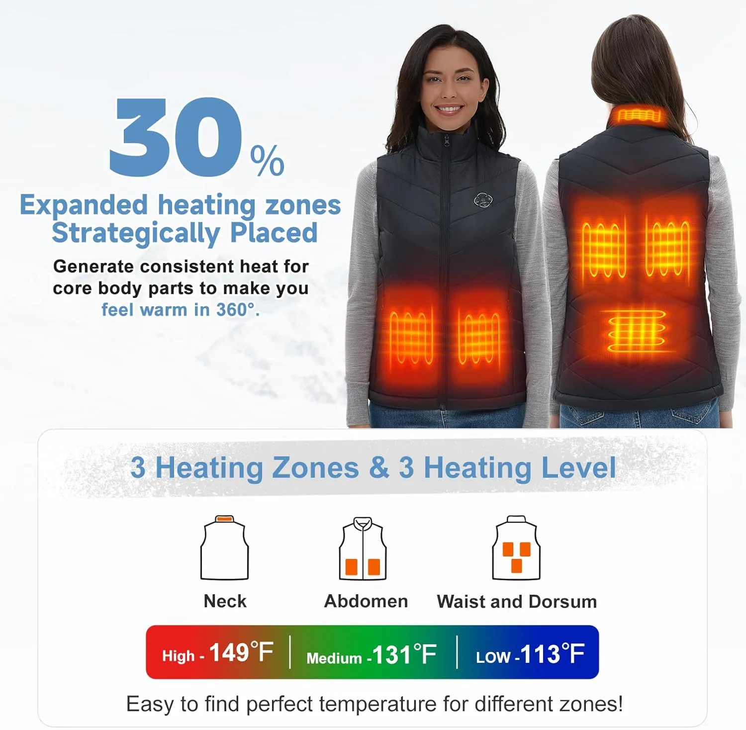 KOVNLO Heated Vest Women with Battery Pack Included,Smart Electric Lightweight Heated Jacket