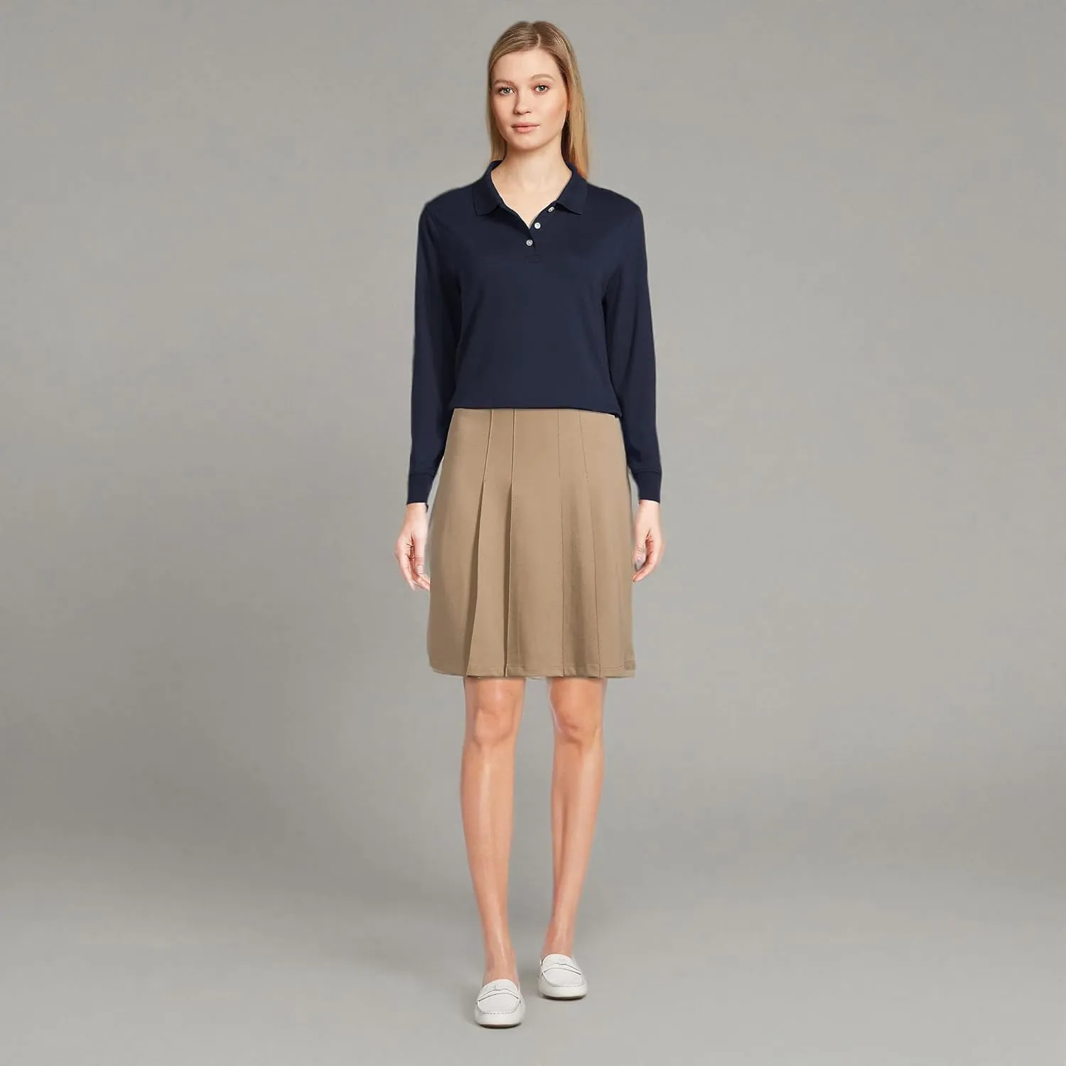 Lands' End School Uniform Men's Long Sleeve Interlock Polo Shirt