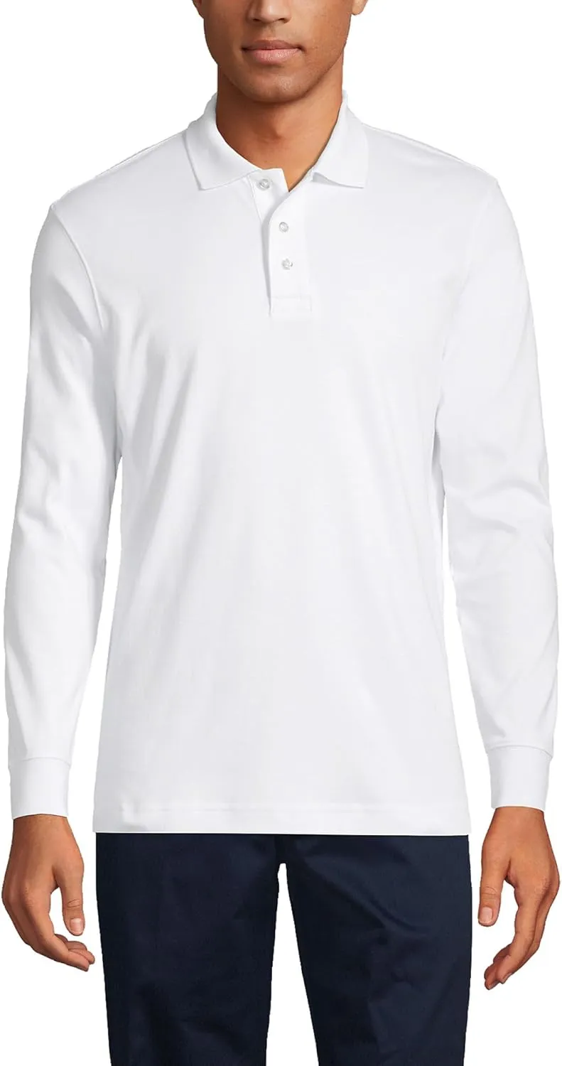 Lands' End School Uniform Men's Long Sleeve Interlock Polo Shirt