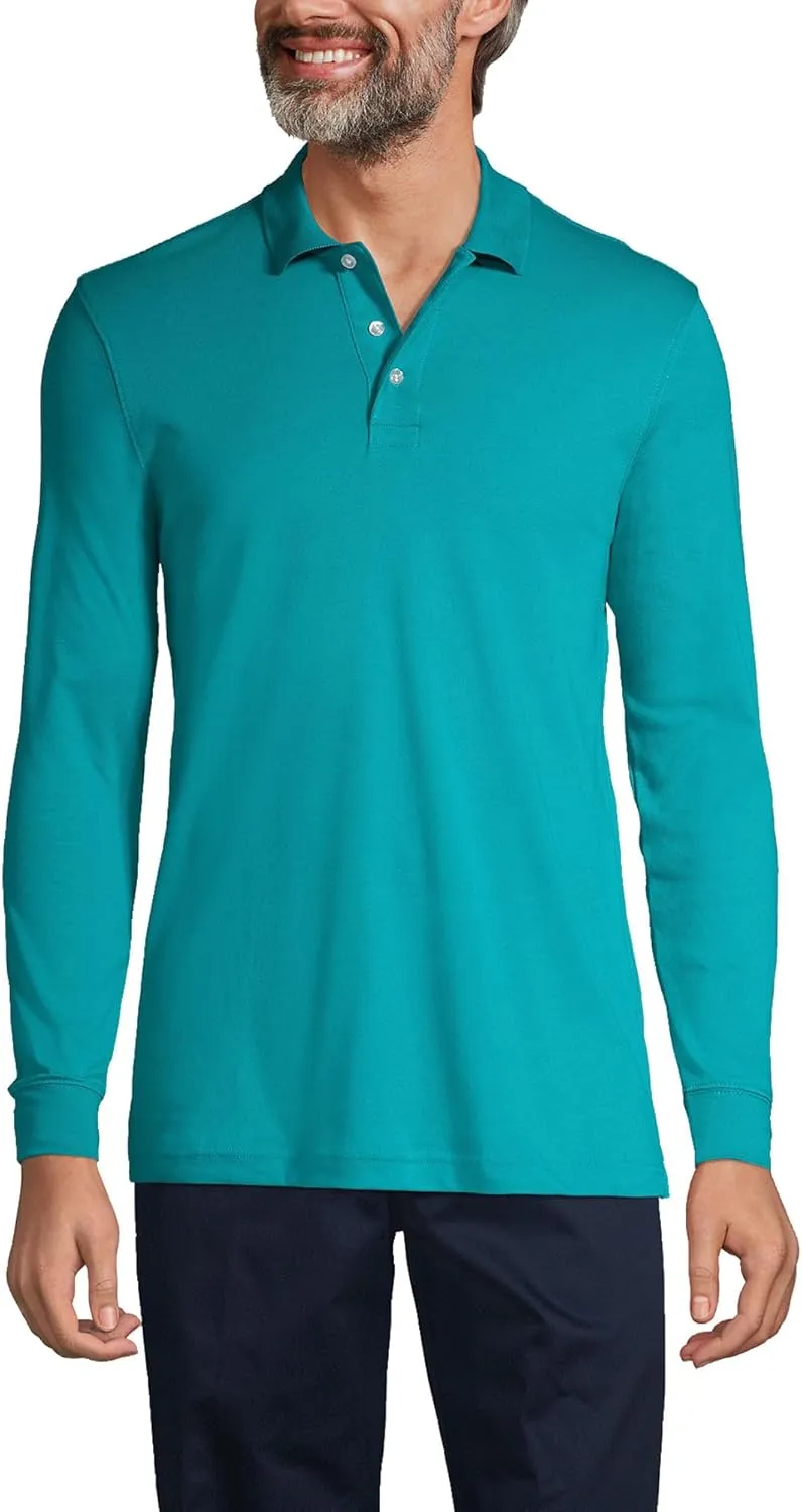 Lands' End School Uniform Men's Long Sleeve Interlock Polo Shirt