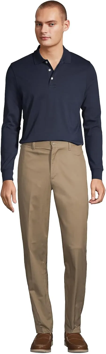 Lands' End School Uniform Men's Long Sleeve Interlock Polo Shirt