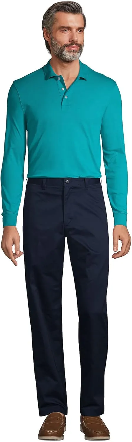 Lands' End School Uniform Men's Long Sleeve Interlock Polo Shirt
