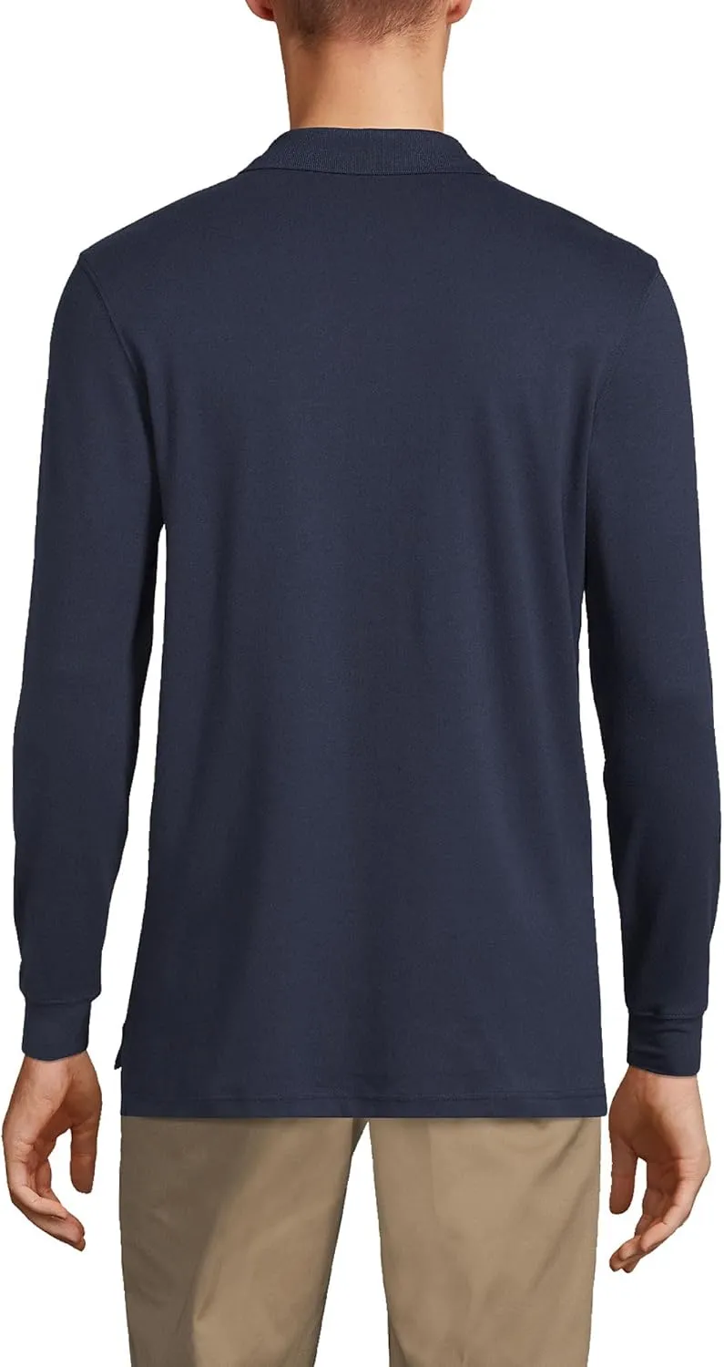 Lands' End School Uniform Men's Long Sleeve Interlock Polo Shirt